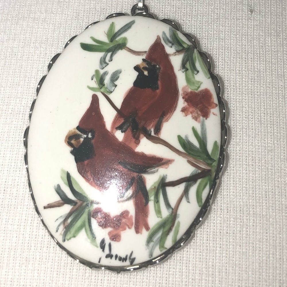 Painted Cardinal Pendant Necklace